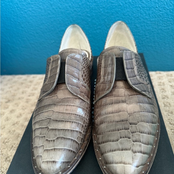 FREDA SALVADOR WEAR D'ORSAY LACELESS OXFORD CORIANDER EMBOSSED CROC SIZE 7M EUC - Picture 3 of 12